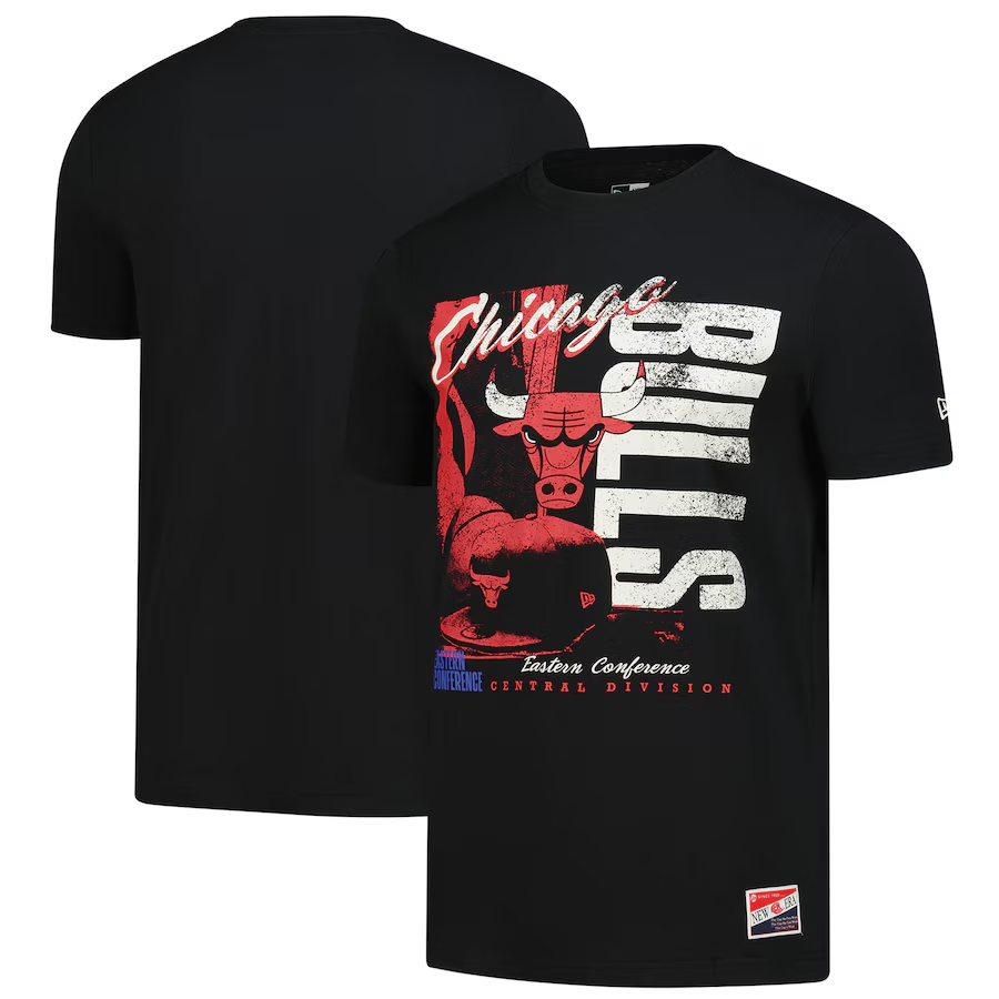 CHICAGO BULLS MEN'S NEW ERA THROWBACK T-SHIRT - BLACK