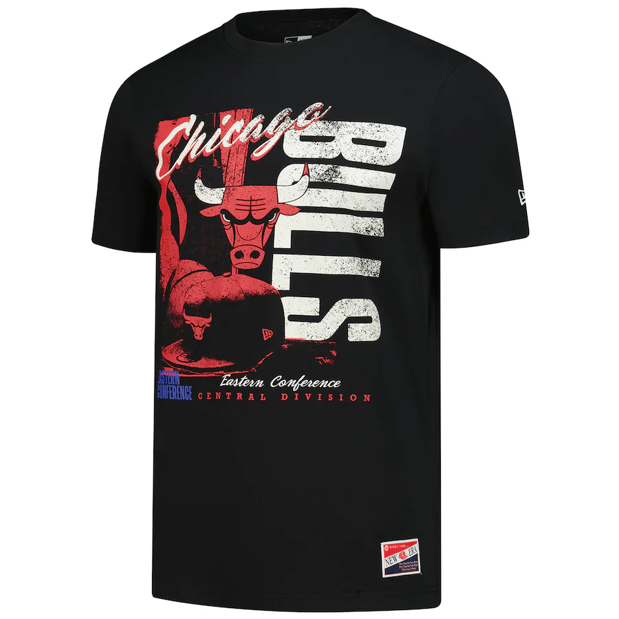 CHICAGO BULLS MEN'S NEW ERA THROWBACK T-SHIRT - BLACK