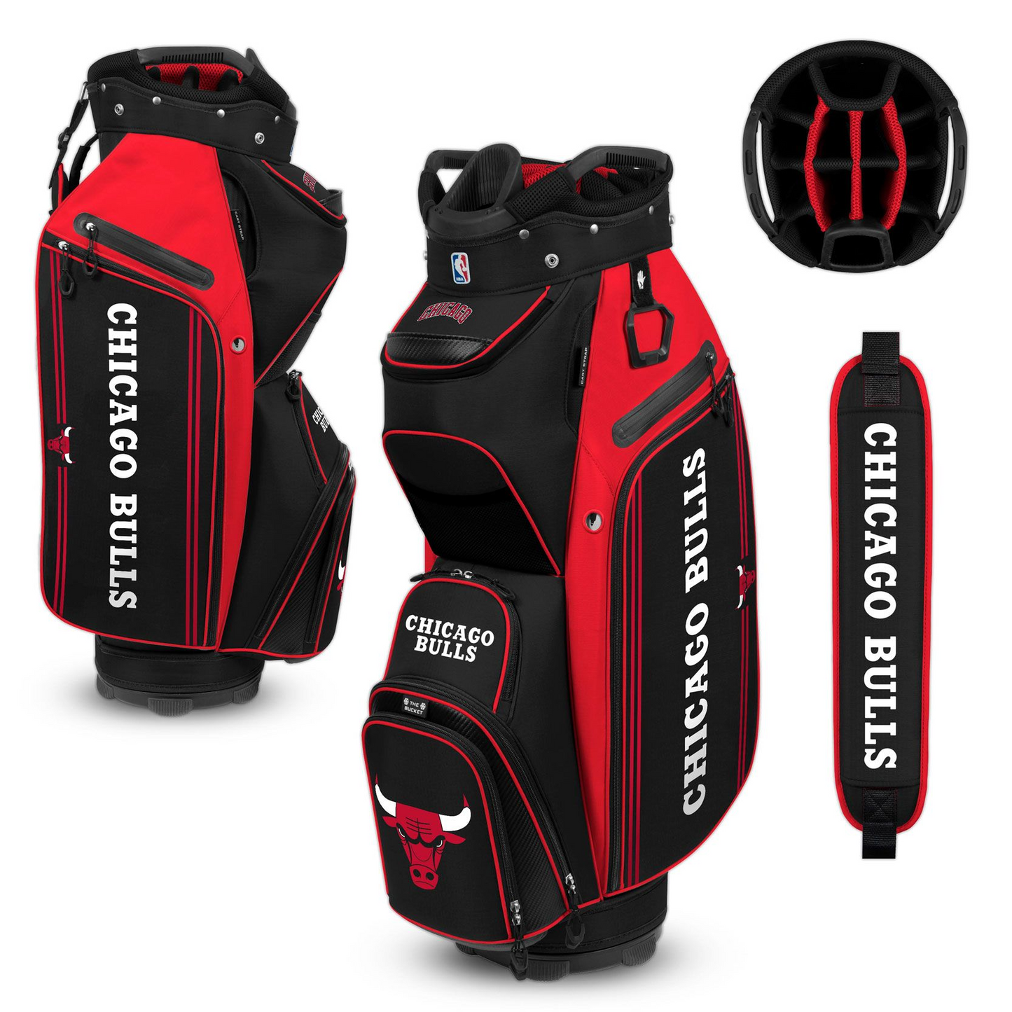 CHICAGO BULLS TEAM EFFORT BUCKET III COOLER CART GOLF BAG