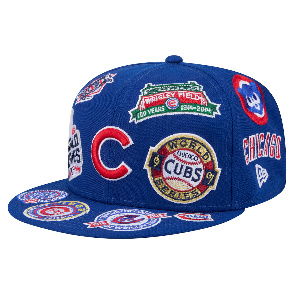 CHICAGO CUBS ALL OVER PATCH 9FIFTY SNAPBACK HAT - BLUE