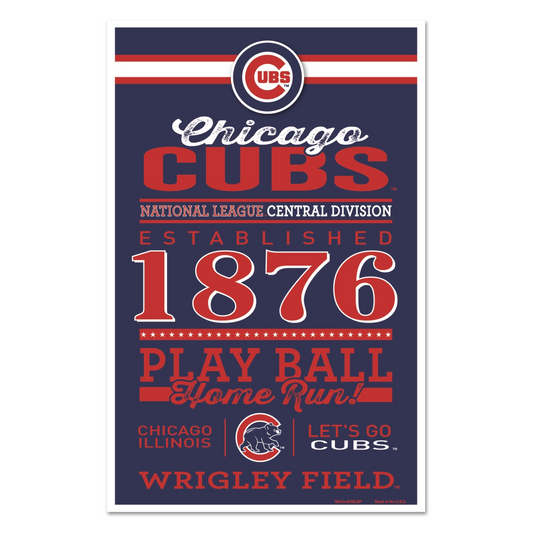 CHICAGO CUBS HOME WORDAGE 11X17 WALL SIGN