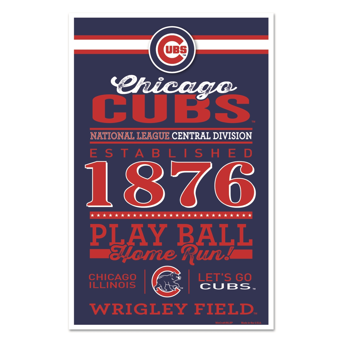 CARTEL DE PARED DE CHICAGO CUBS HOME WORDAGE 11X17