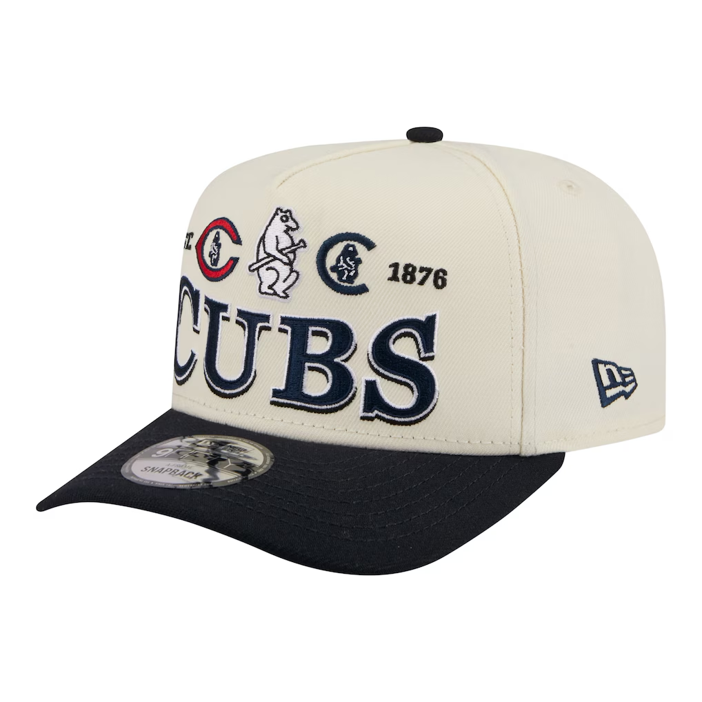 CHICAGO CUBS NEW ERA TRI-HIT 9FIFTY A-FRAME SNAPBACK HAT - CHROME WHITE/BLUE