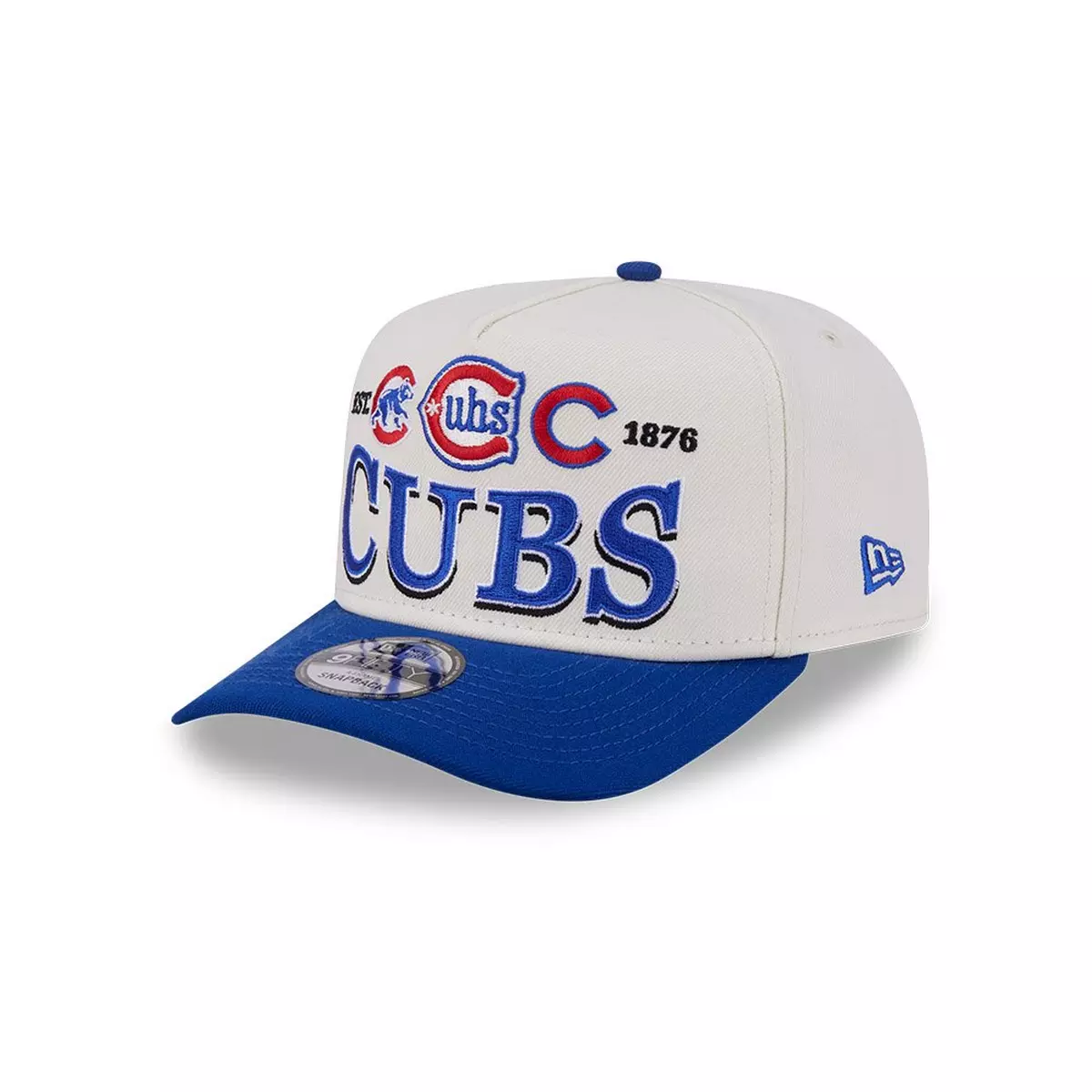 CHICAGO CUBS NEW ERA TRI-HIT 9FIFTY A-FRAME SNAPBACK HAT - CHROME WHITE/BLUE