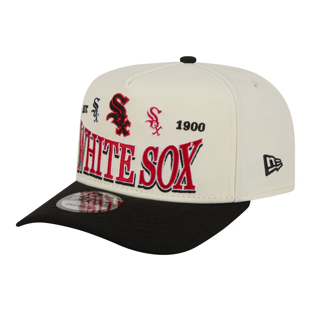 CHICAGO WHITE SOX NEW ERA TRI-HIT 9FIFTY A-FRAME SNAPBACK HAT - CHROME WHITE/BLACK