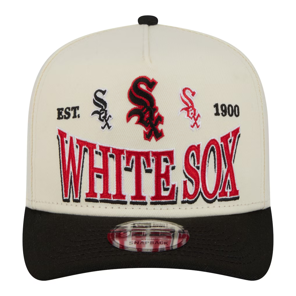 CHICAGO WHITE SOX NEW ERA TRI-HIT 9FIFTY A-FRAME SNAPBACK HAT - CHROME WHITE/BLACK