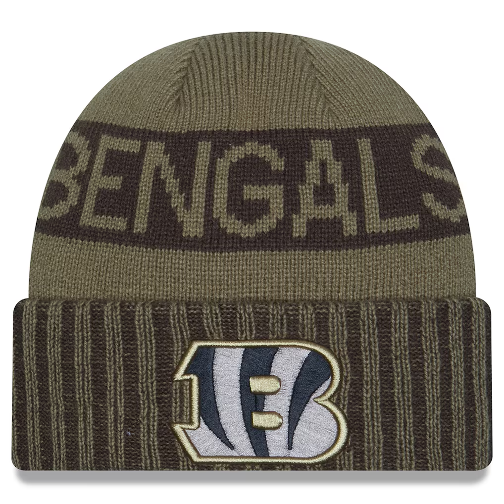 CINCINNATI BENGALS 2025 NFL SALUTE TO SERVICE CUFFED KNIT BEANIE - DARK GREEN