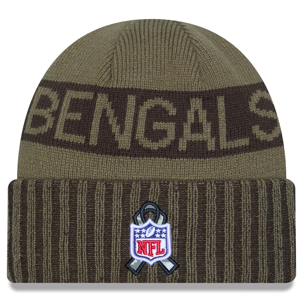 CINCINNATI BENGALS 2025 NFL SALUTE TO SERVICE CUFFED KNIT BEANIE - DARK GREEN