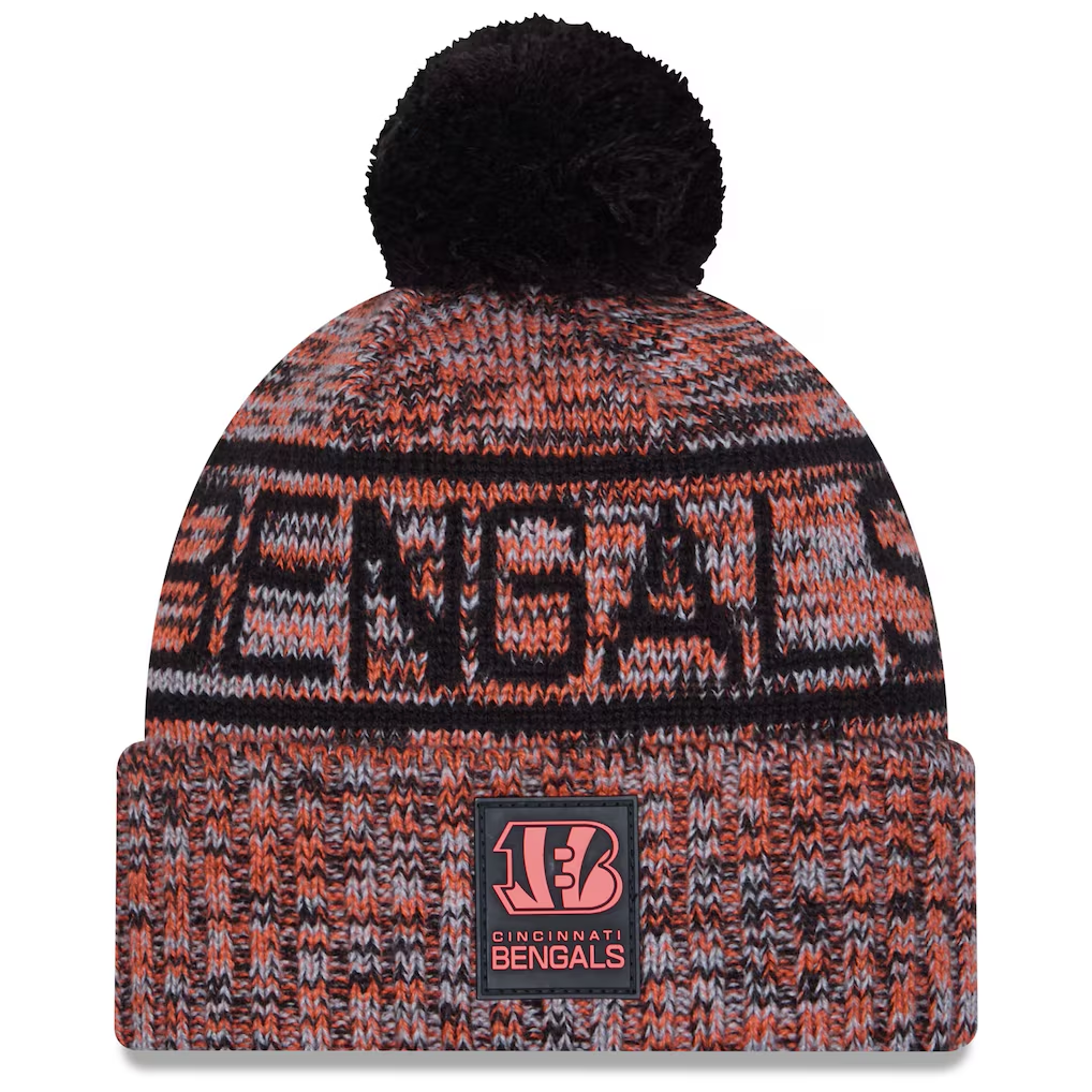 CINCINNATI BENGALS 2025 NFL SIDELINE COLD WEATHER CUFFED KNIT WITH POM - ORANGE