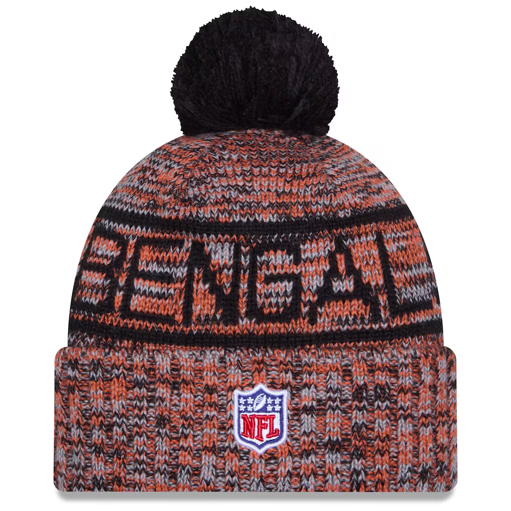 CINCINNATI BENGALS 2025 NFL SIDELINE COLD WEATHER CUFFED KNIT WITH POM - ORANGE
