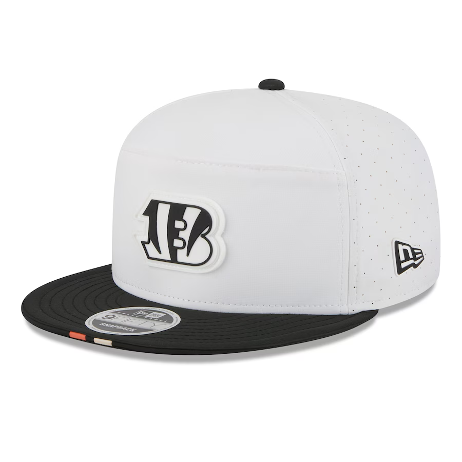 CINCINNATI BENGALS 2025 NFL TRAINING CAMP 9FIFTY SPLIT PANEL SNAPBACK HAT - WHITE