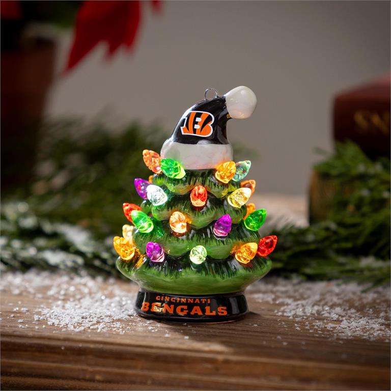 CINCINNATI BENGALS 4" MINI LED TABLETOP CHRISTMAS TREE