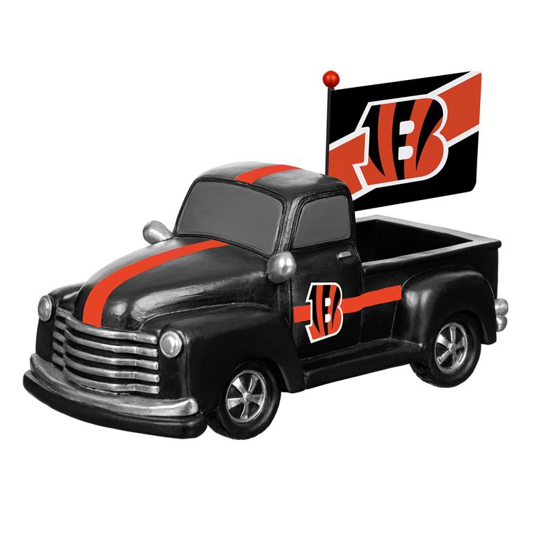 CINCINNATI BENGALS 9" RALLY TRUCK GARDEN STATUE WITH FLAG