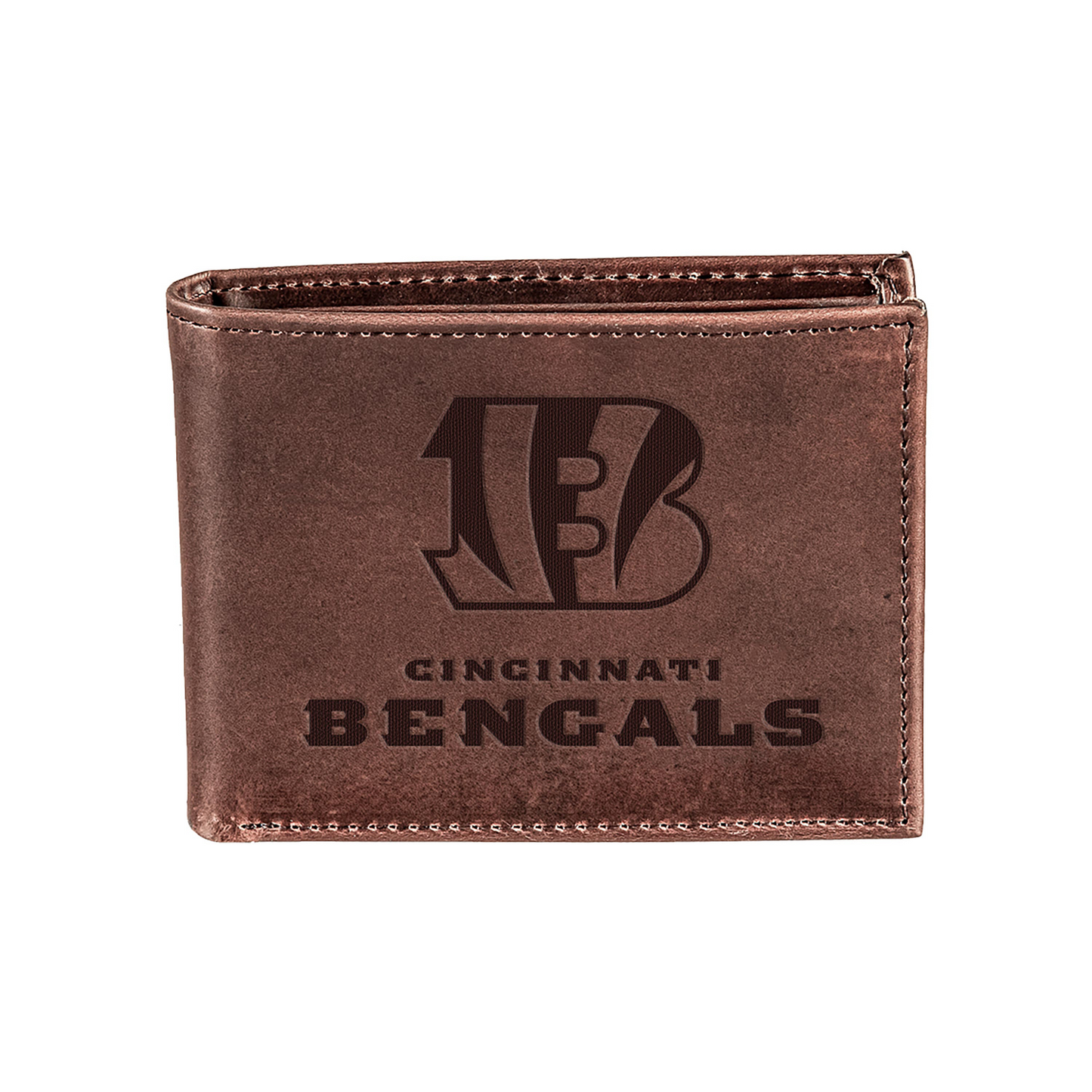 CINCINNATI BENGALS BROWN BI-FOLD LEATHER WALLET