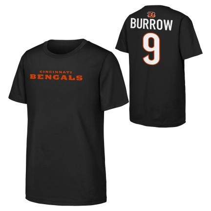 CINCINNATI BENGALS JOE BURROW YOUTH OUTERSTUFF NAME NUMBER T-SHIRT - BLACK