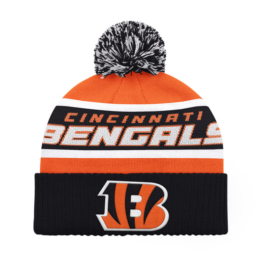 CINCINNATI BENGALS MEN'S STARTER LEGACY CUFFED KNIT WITH POM - ORANGE/BLACK