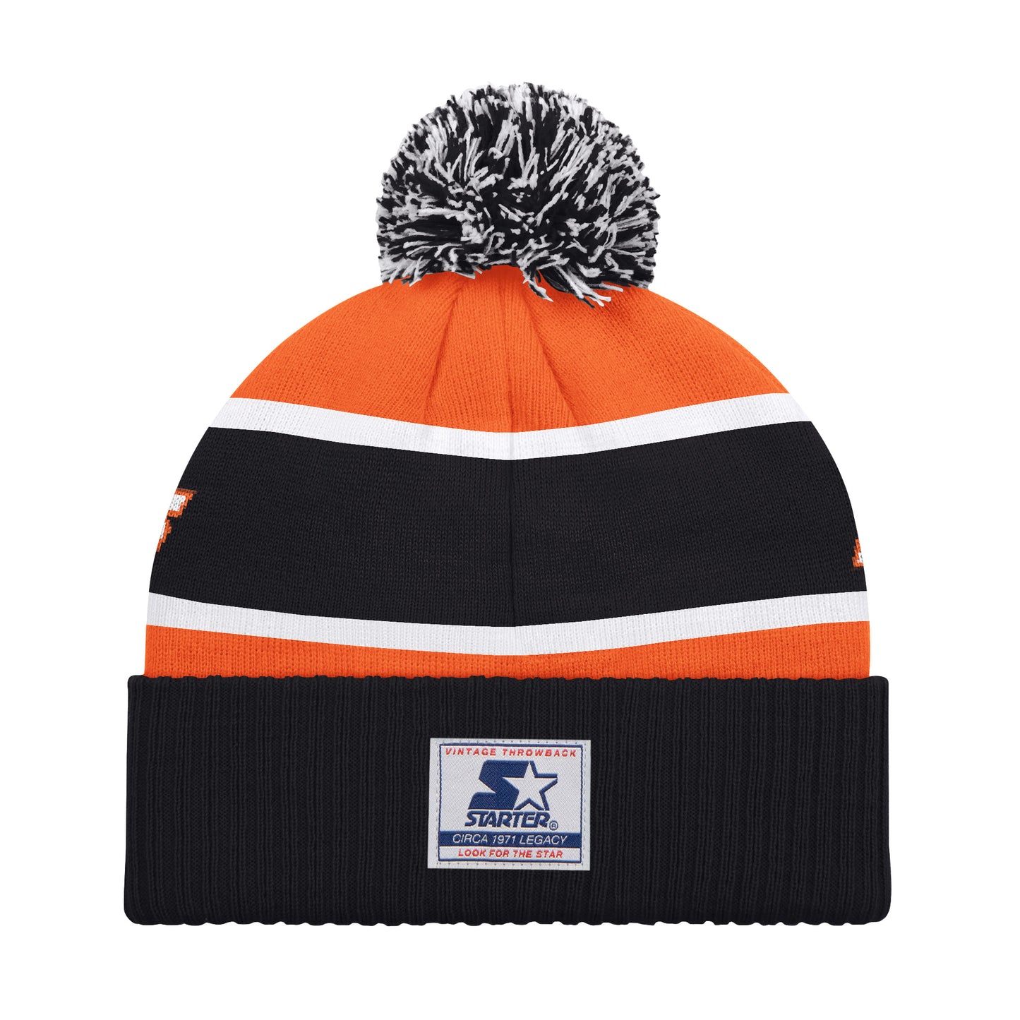 CINCINNATI BENGALS MEN'S STARTER LEGACY CUFFED KNIT WITH POM - ORANGE/BLACK