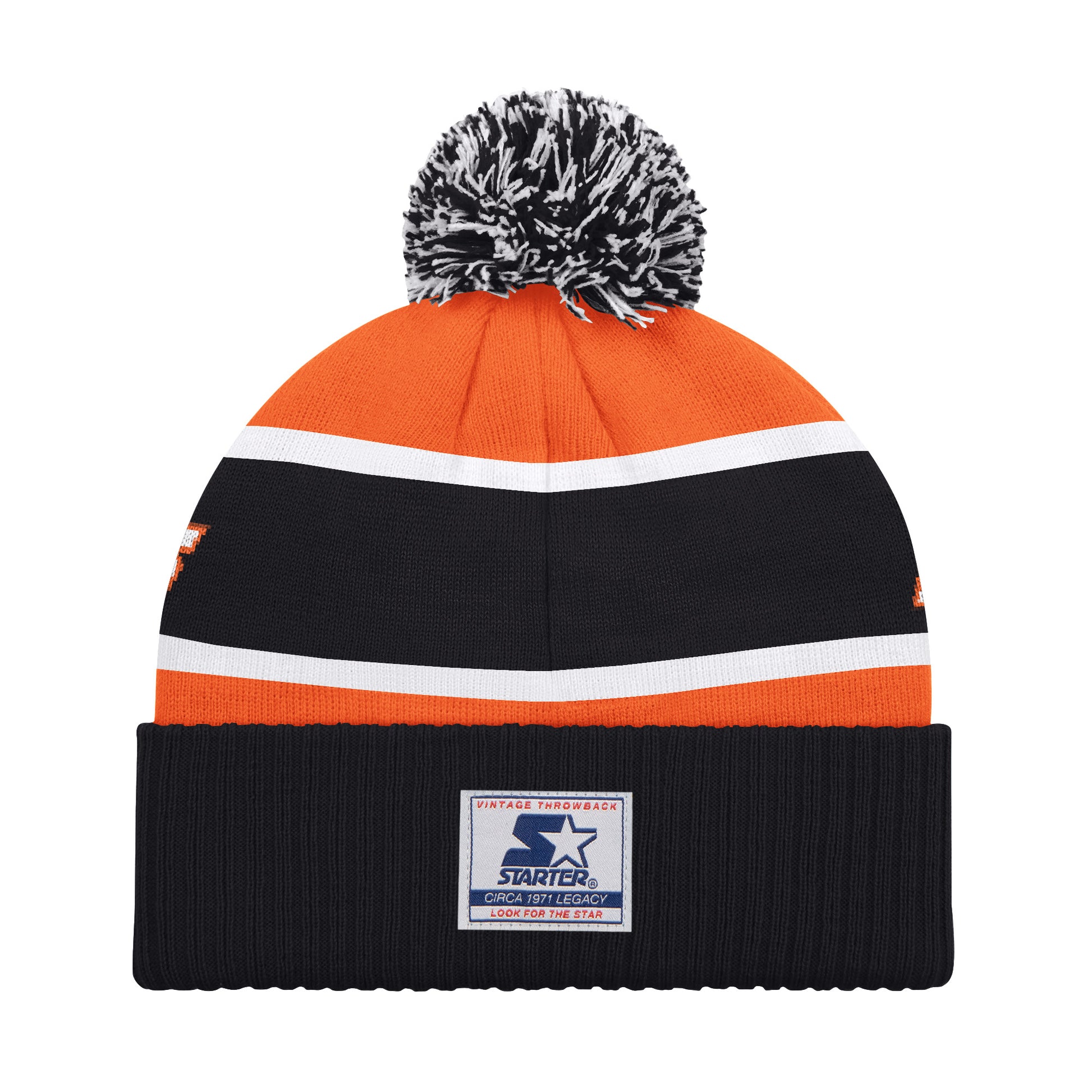 CINCINNATI BENGALS MEN'S STARTER LEGACY CUFFED KNIT WITH POM - ORANGE/BLACK