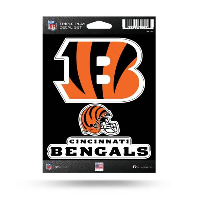 CINCINNATI BENGALS TRIPLE PLAY DECAL SET