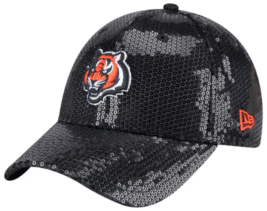 CINCINNATI BENGALS WOMEN'S SEQUIN 9FORTY ADJUSTABLE HAT - BLACK