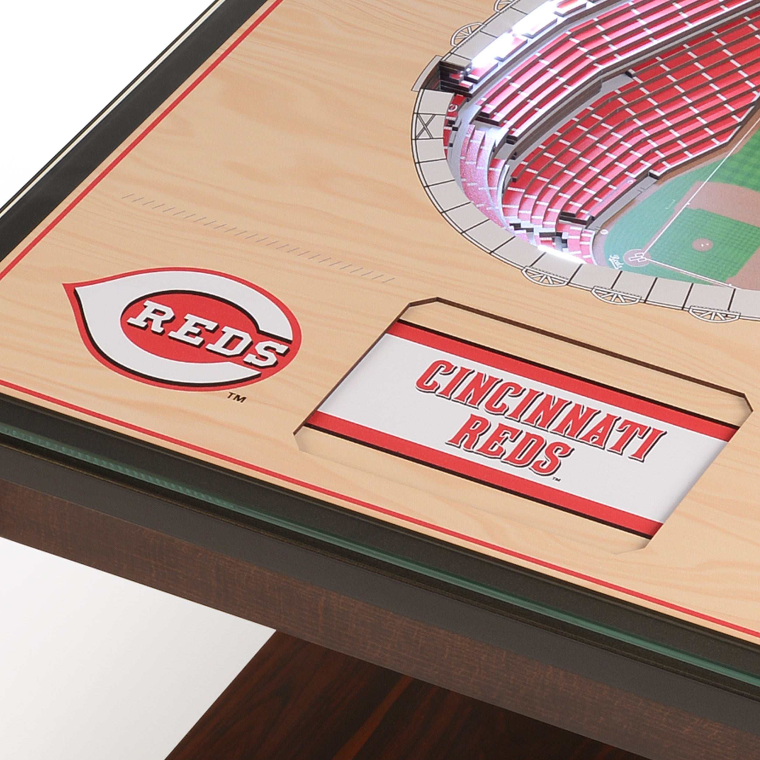 Jfire Reds Table CINCINNATI REDS 25 LAYER 3D STADIUM LIGHTED END TABLE – JR'S SPORTS