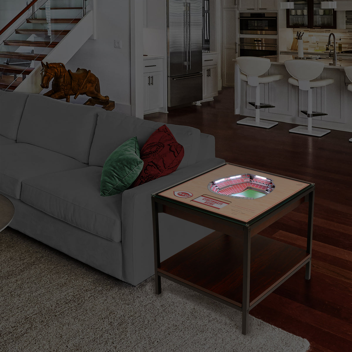CINCINNATI REDS 25 LAYER 3D STADIUM LIGHTED END TABLE