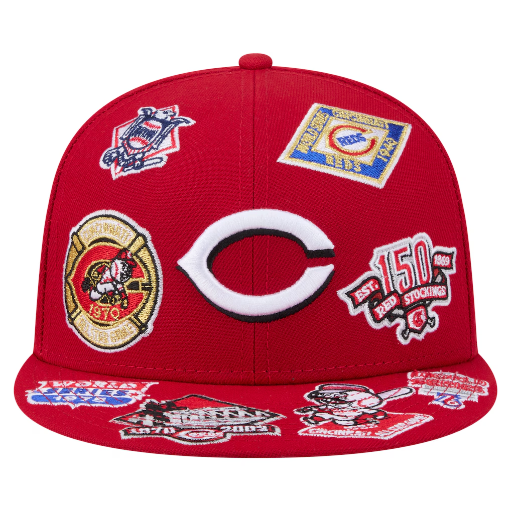 CINCINNATI REDS ALL OVER PATCH 9FIFTY SNAPBACK HAT - RED