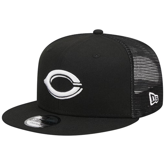 CINCINNATI REDS EVERGREEN TRUCKER 9FIFTY SNAPBACK HAT - BLACK/WHITE