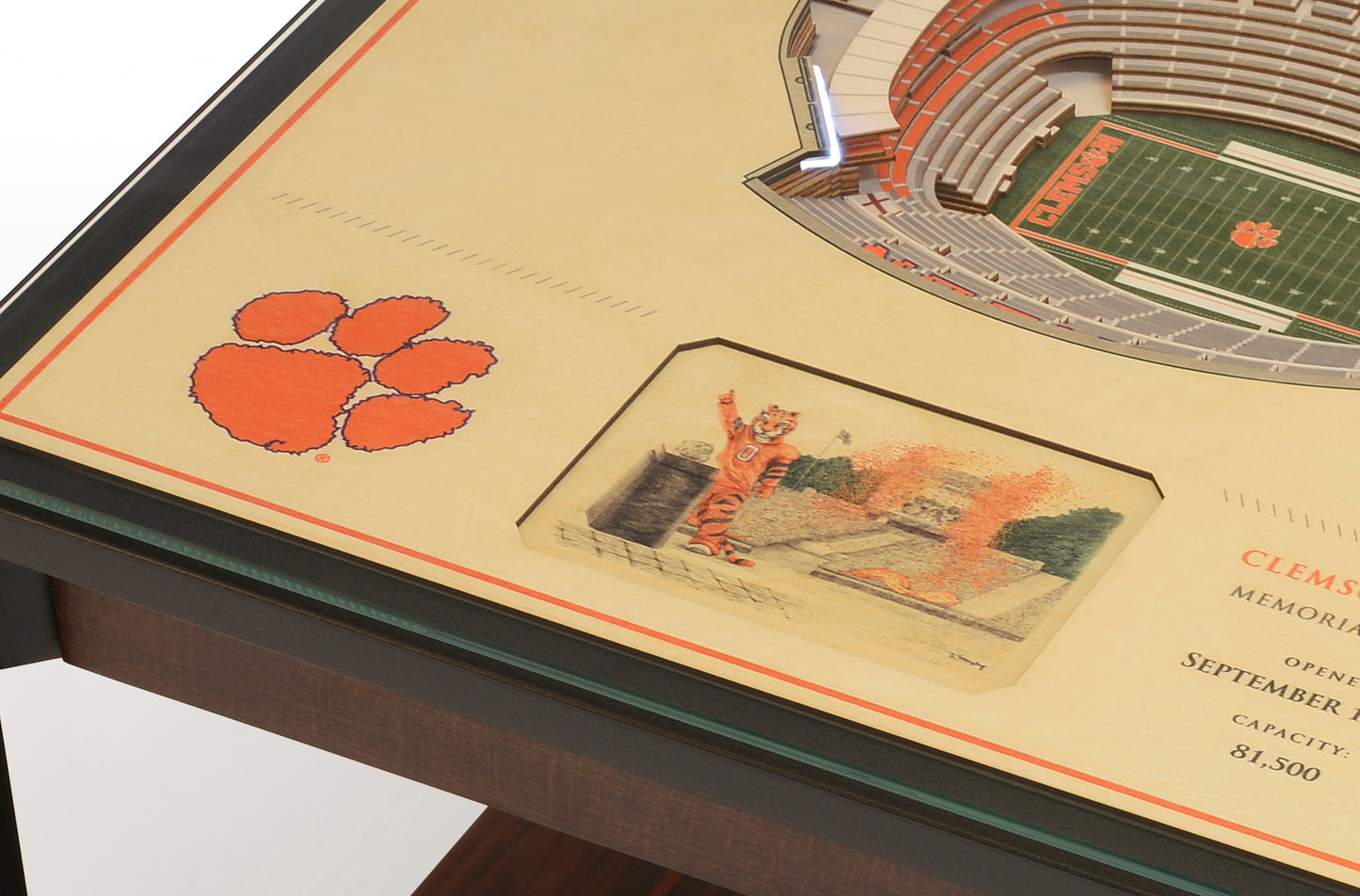 CLEMSON TIGERS 25 LAYER 3D STADIUM LIGHTED END TABLE