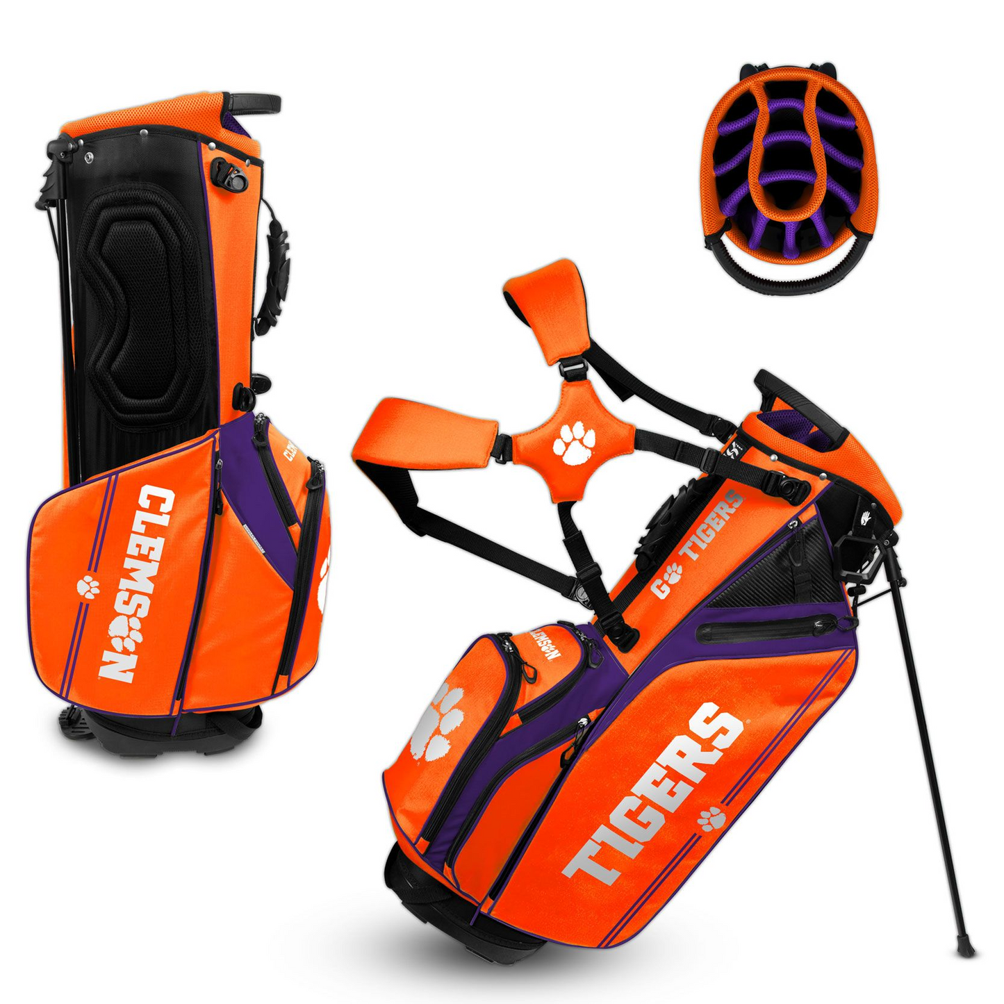 CLEMSON TIGERS TEAM EFFORT CADDIE CARRY HYBRID GOLF BAG