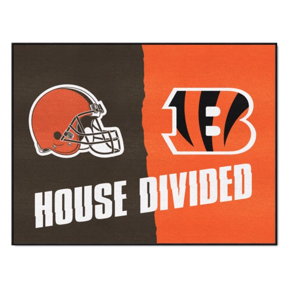 CLEVELAND BROWNS / CINCINNATI BENGALS HOUSE DIVIDED 34" X 42.5" MAT
