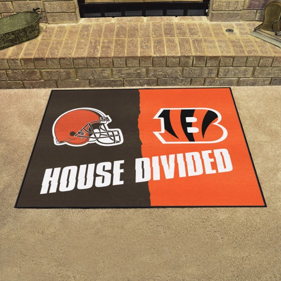 CLEVELAND BROWNS / CINCINNATI BENGALS HOUSE DIVIDED 34" X 42.5" MAT