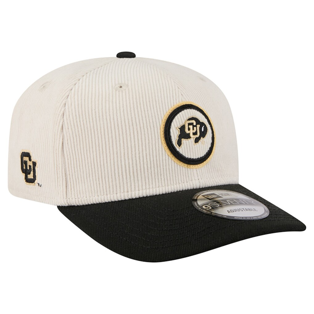 COLORADO BUFFALOES LOYAL CORDUROY 9SEVENTY STRETCH-SNAP ADJUSTABLE HAT - CHROME WHITE/BLACK