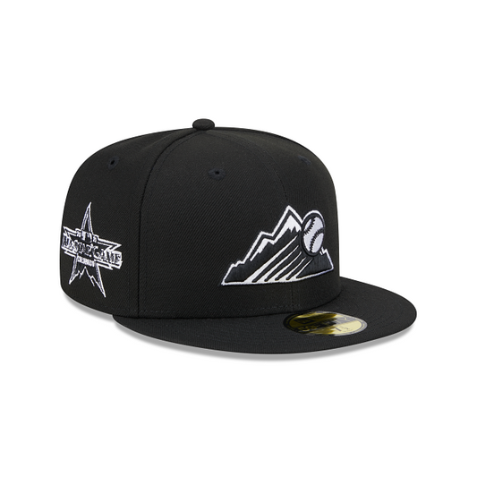 GORRA AJUSTADA 59FIFTY DEL JUEGO ALL-STAR 2021 CON PARCHE LATERAL DE LOS ROCKIES DE COLORADO - NEGRO/BLANCO