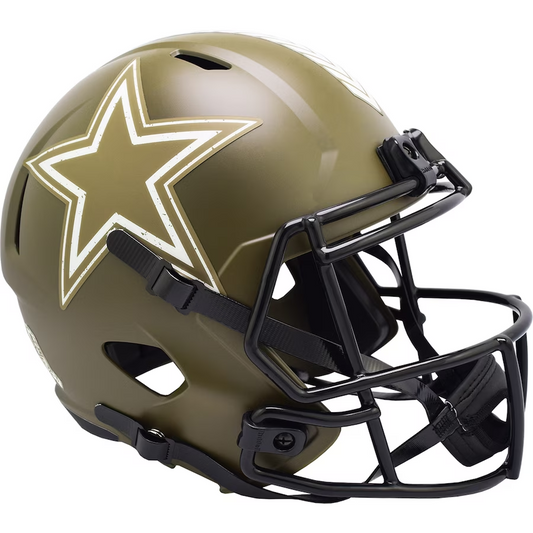 DALLAS COWBOYS 2022 SALUTE TO SERVICE RÉPLICA DE CASCO SPEED DE TAMAÑO COMPLETO