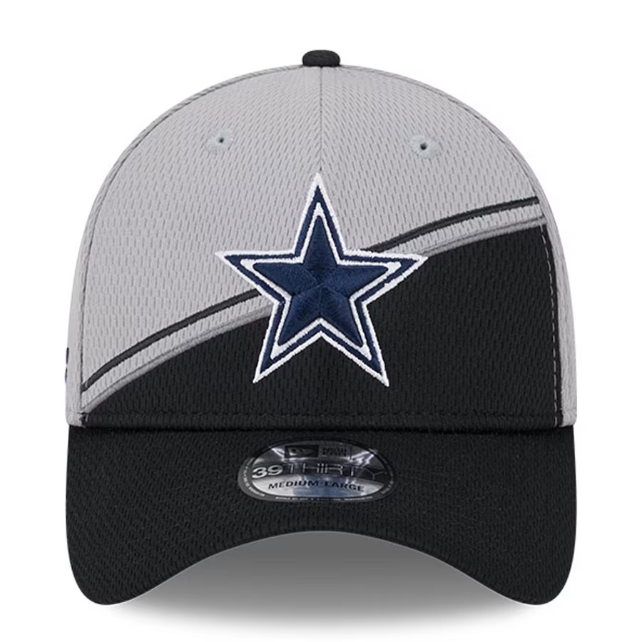 DALLAS COWBOYS 2023 SIDELINE 39THIRTY FLEX FIT HAT - GREY/BLACK