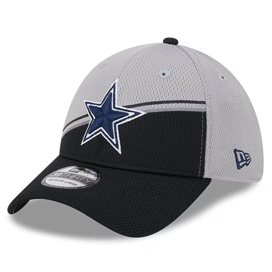 DALLAS COWBOYS 2023 SIDELINE 39THIRTY FLEX FIT HAT - GREY/BLACK