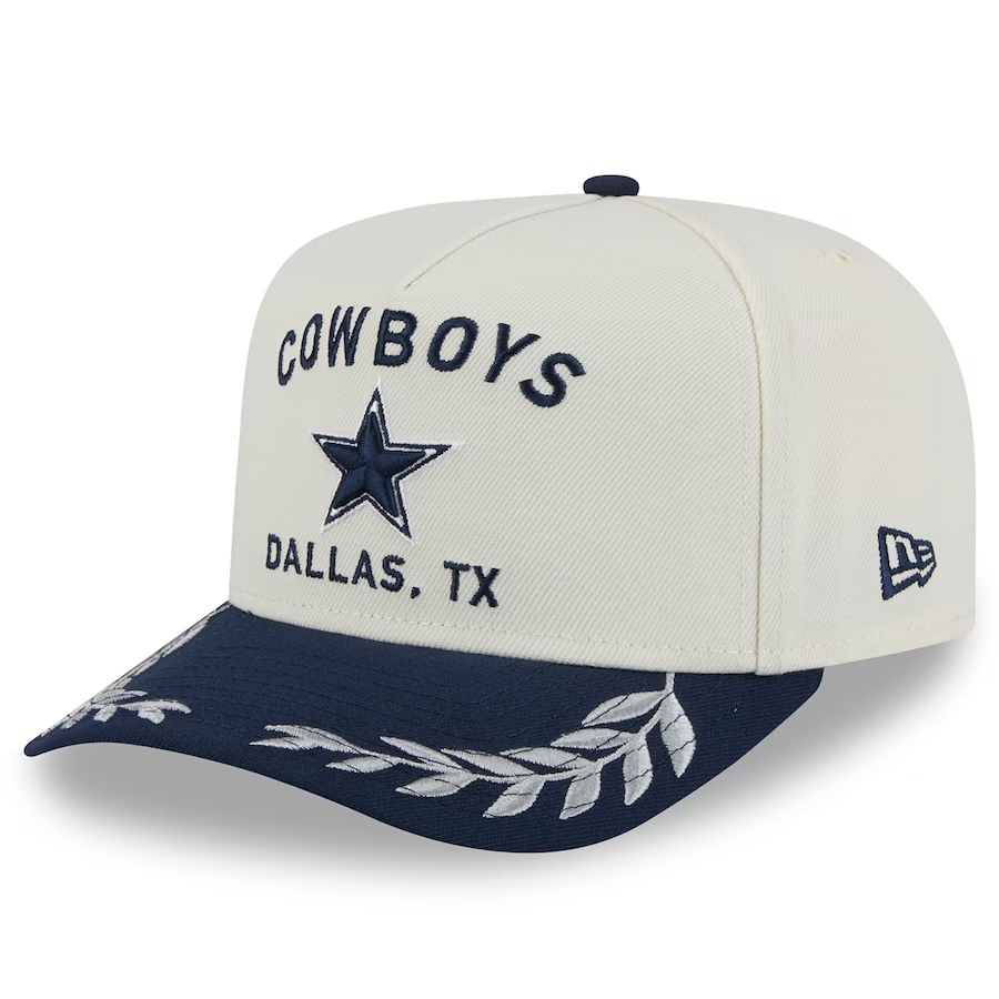 DALLAS COWBOYS 2025 NFL DRAFT 9FIFTY A-FRAME SNAPBACK HAT - CHROME WHITE/NAVY