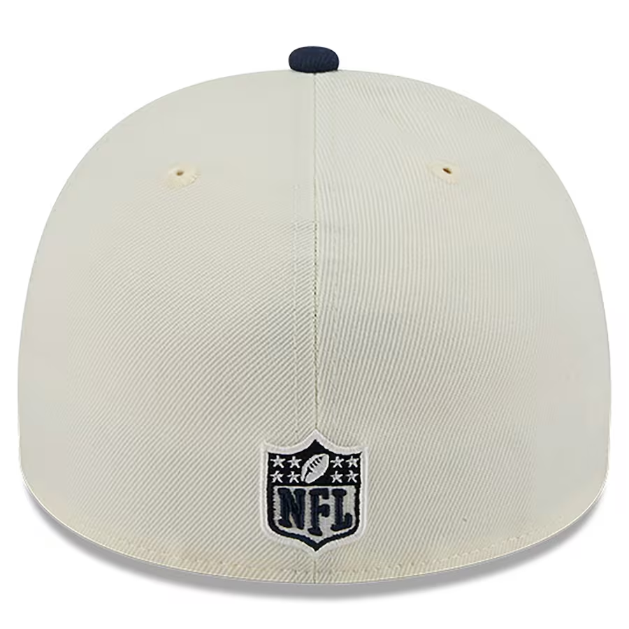 DALLAS COWBOYS 2025 NFL DRAFT A-FRAME 59FIFTY FITTED HAT - CHROME WHITE/NAVY