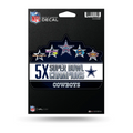 DALLAS COWBOYS 5X CHAMPS 5" X 7" VINYL DIE-CUT DECAL