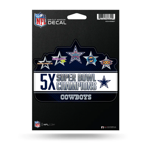 DALLAS COWBOYS 5X CHAMPS 5" X 7" VINYL DIE-CUT DECAL