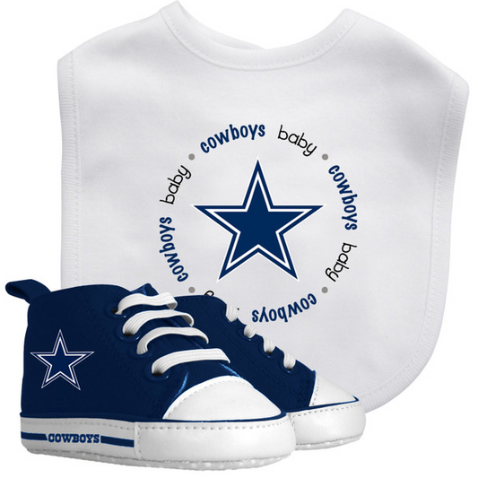 DALLAS COWBOYS BABY SET DE REGALO DE 2 PIEZAS CON BABERO Y PRE-Caminante