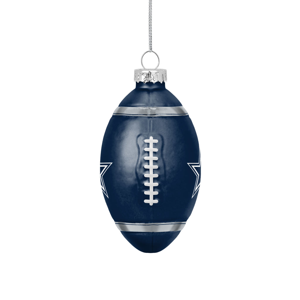 DALLAS COWBOYS BLOWN GLASS FOOTBALL ORNAMENT