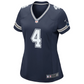 DALLAS COWBOYS DAK PRESCOTT WOMEN'S  GAME NIKE JERSEY - NAVY