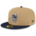 DALLAS COWBOYS EVERGREEN THROWBACK BASIC LOGO 59FIFTY FITTED HAT - LIGHT BEIGE/NAVY
