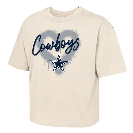 DALLAS COWBOYS GIRLS SPRAY HEART BOXY T-SHIRT