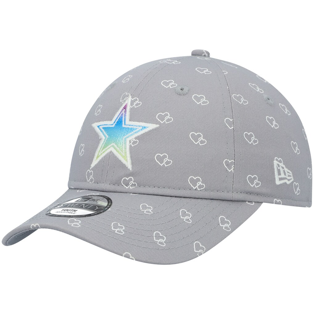 DALLAS COWBOYS GIRLS YOUTH NEW ERA LOGO POP 9TWENTY ADJUSTABLE HAT - GRAY