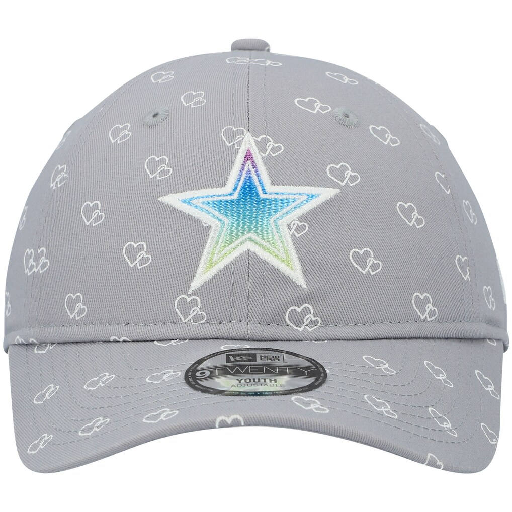 DALLAS COWBOYS GIRLS YOUTH NEW ERA LOGO POP 9TWENTY ADJUSTABLE HAT - GRAY