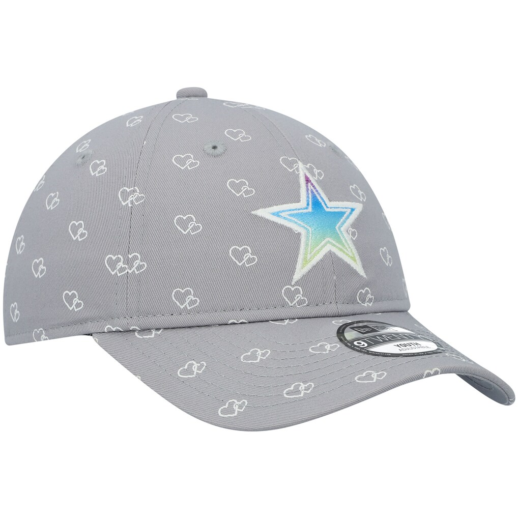 DALLAS COWBOYS GIRLS YOUTH NEW ERA LOGO POP 9TWENTY ADJUSTABLE HAT - GRAY
