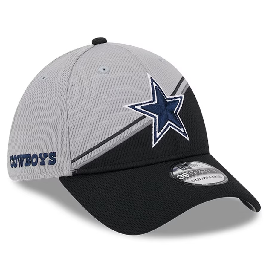 DALLAS COWBOYS JR 2023 SIDELINE 39THIRTY FLEX FIT HAT - GREY/BLACK